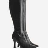 Alexia Black Faux Leather Stretch High Leg Boots