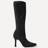 Alexia Black Faux Suede Stretch High Leg Boots