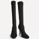 Alexia Black Faux Suede Stretch High Leg Boots