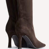 Alexia Brown Faux Suede Stretch High Leg Boots