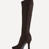 Alexia Brown Faux Suede Stretch High Leg Boots