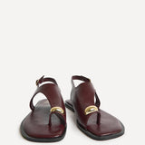 Alina Burgundy Flat Sandals