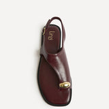 Alina Burgundy Flat Sandals