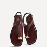 Alina Burgundy Flat Sandals