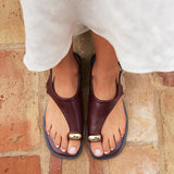 Alina Burgundy Flat Sandals