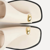 Alina Ivory Flat Sandals