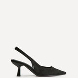 Alisa Wide Fit Black Faux Suede Court Heels
