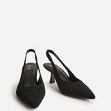 Alisa Wide Fit Black Faux Suede Court Heels