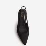 Alisa Wide Fit Black Faux Suede Court Heels