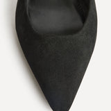 Alisa Wide Fit Black Faux Suede Court Heels