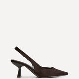 Alisa Wide Fit Brown Faux Suede Court Heels