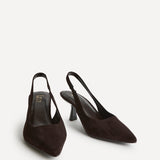 Alisa Wide Fit Brown Faux Suede Court Heels