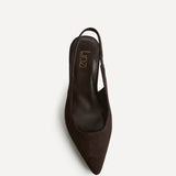 Alisa Wide Fit Brown Faux Suede Court Heels