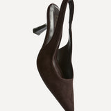 Alisa Wide Fit Brown Faux Suede Court Heels