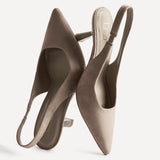 Alisa Wide Fit Taupe Faux Suede Court Heels