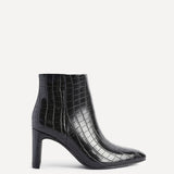 Alisha Black Faux Leather Heeled Ankle Boot