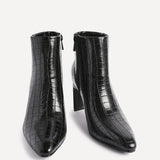 Alisha Black Faux Leather Heeled Ankle Boot