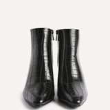 Alisha Black Faux Leather Heeled Ankle Boot