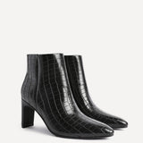 Alisha Black Faux Leather Heeled Ankle Boot