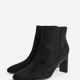 Alisha Black Faux Suede Heeled Ankle Boot