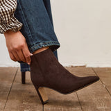 Alisha Brown Faux Suede Heeled Ankle Boot