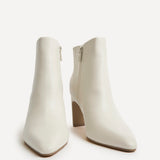 Alisha Ivory Faux Leather Heeled Ankle Boot