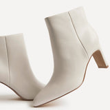 Alisha Ivory Faux Leather Heeled Ankle Boot