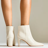 Alisha Ivory Faux Leather Heeled Ankle Boot