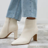 Alisha Ivory Faux Leather Heeled Ankle Boot
