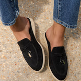 Alix Black Faux Suede Slip On Mules