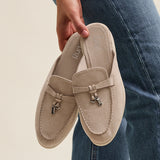 Alix Mocha Faux Suede Slip On Mules