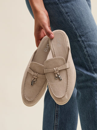 Alix Mocha Faux Suede Slip On Mules