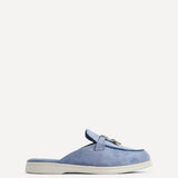Alix Pale Blue Faux Suede Slip On Mules