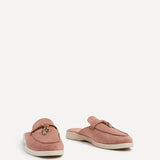 Alix Pink Faux Suede Slip On Mules