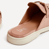 Alix Pink Faux Suede Slip On Mules