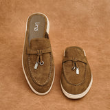 Alix Tan Faux Suede Slip On Mules