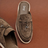 Alix Taupe Faux Suede Slip On Mules