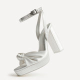 Altar Bridal Ivory Satin Platform Heeled Sandals