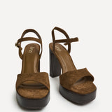 Alto Brown Platform Heeled Sandals