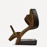 Alto Brown Platform Heeled Sandals