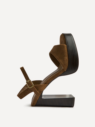 Alto Brown Platform Heeled Sandals