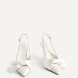 Always Bridal Ivory Satin Bow Court Heels