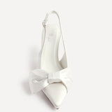 Always Bridal Ivory Satin Bow Court Heels
