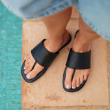Amara Black Flat Sandals