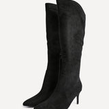 Ambition Black Long Stiletto Heeled Boots