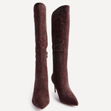 Ambition Brown Long Stiletto Heeled Boots