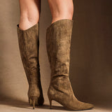 Ambition Sand Long Stiletto Heeled Boots