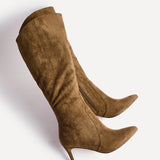 Ambition Sand Long Stiletto Heeled Boots