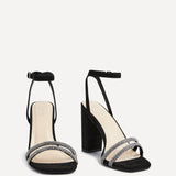 Amelie Wide Fit Black Diamante Heels