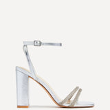 Amelie Wide Fit Silver Diamante Heels